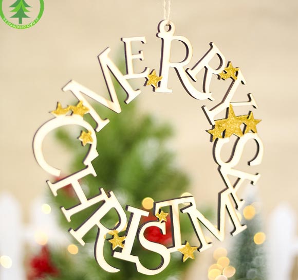 Mặt và dây chữ Merry Christmas trang trí Noel