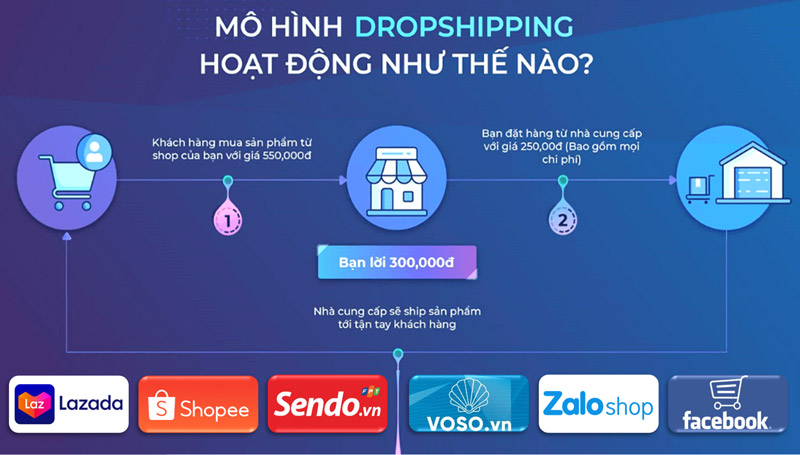 Mô hình Dropshipping khởi nghiệp kiếm tiền tại nhà không cần vốn